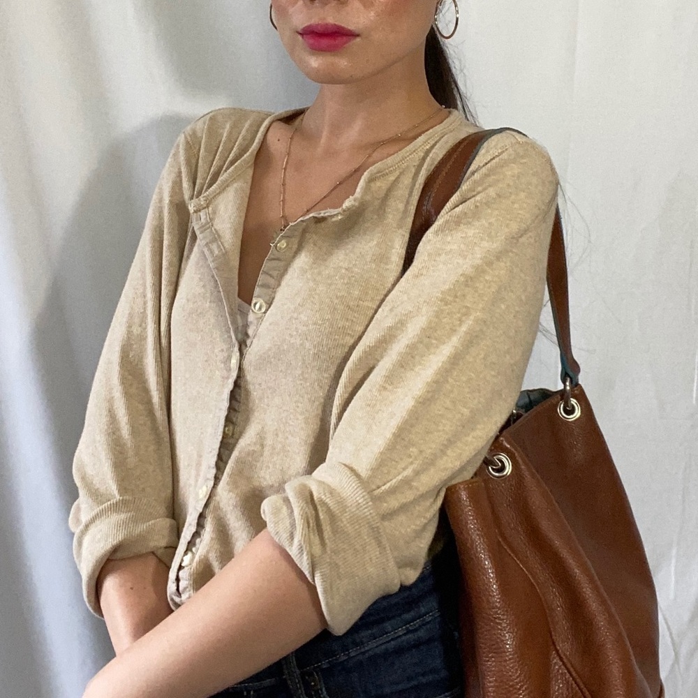 Womens Liz Claiborne beige cardigan size small